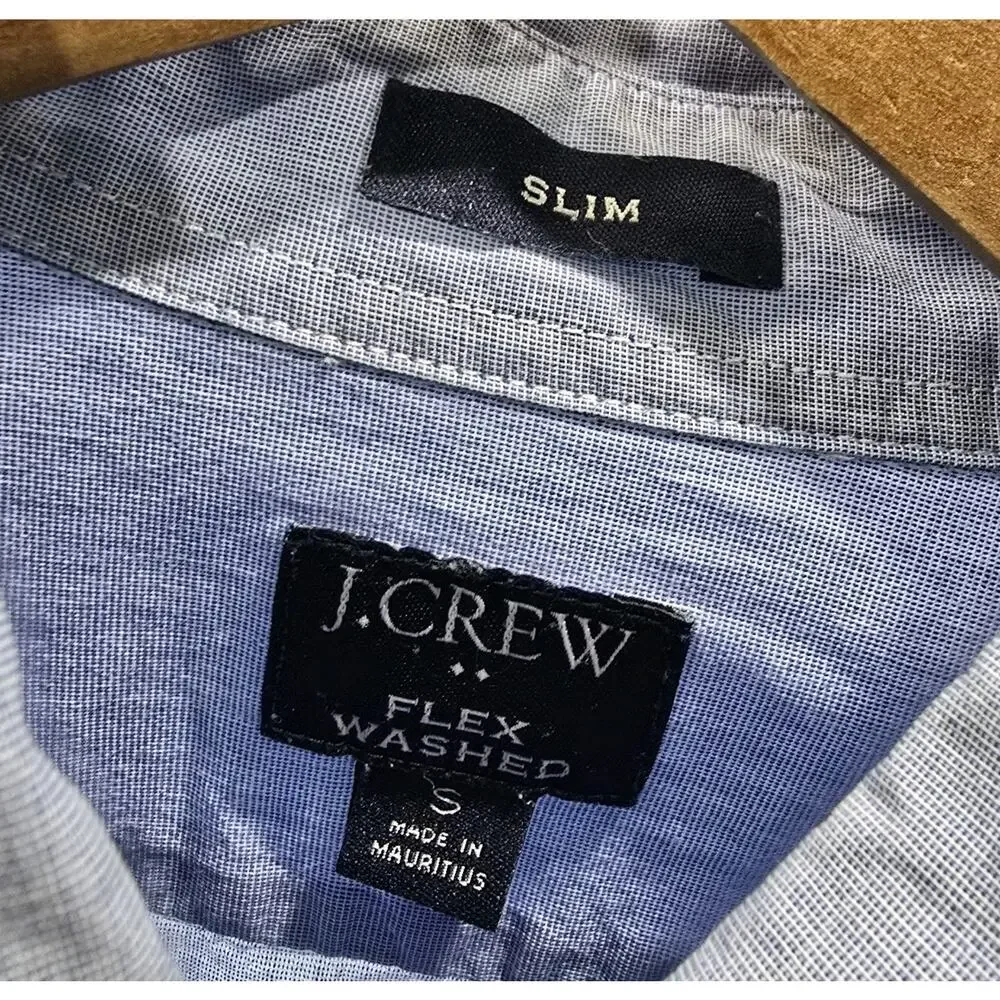J Crew Shirt Mens Small Blue Button Down Long Sleeve Slim Flex Washed